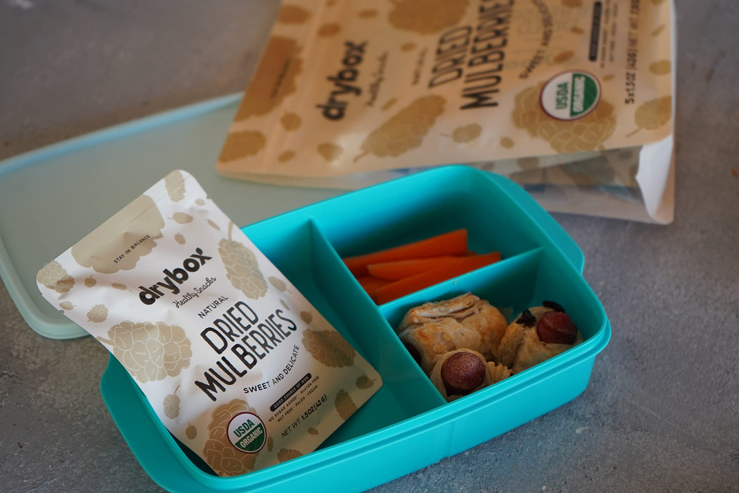 Drybox Dried White Mulberries 10 Snack Pack No Sugar Added, Non-Gmo, Gluten Free - Natural Mediterranean Dried Fruit | 1.5 Oz Pe