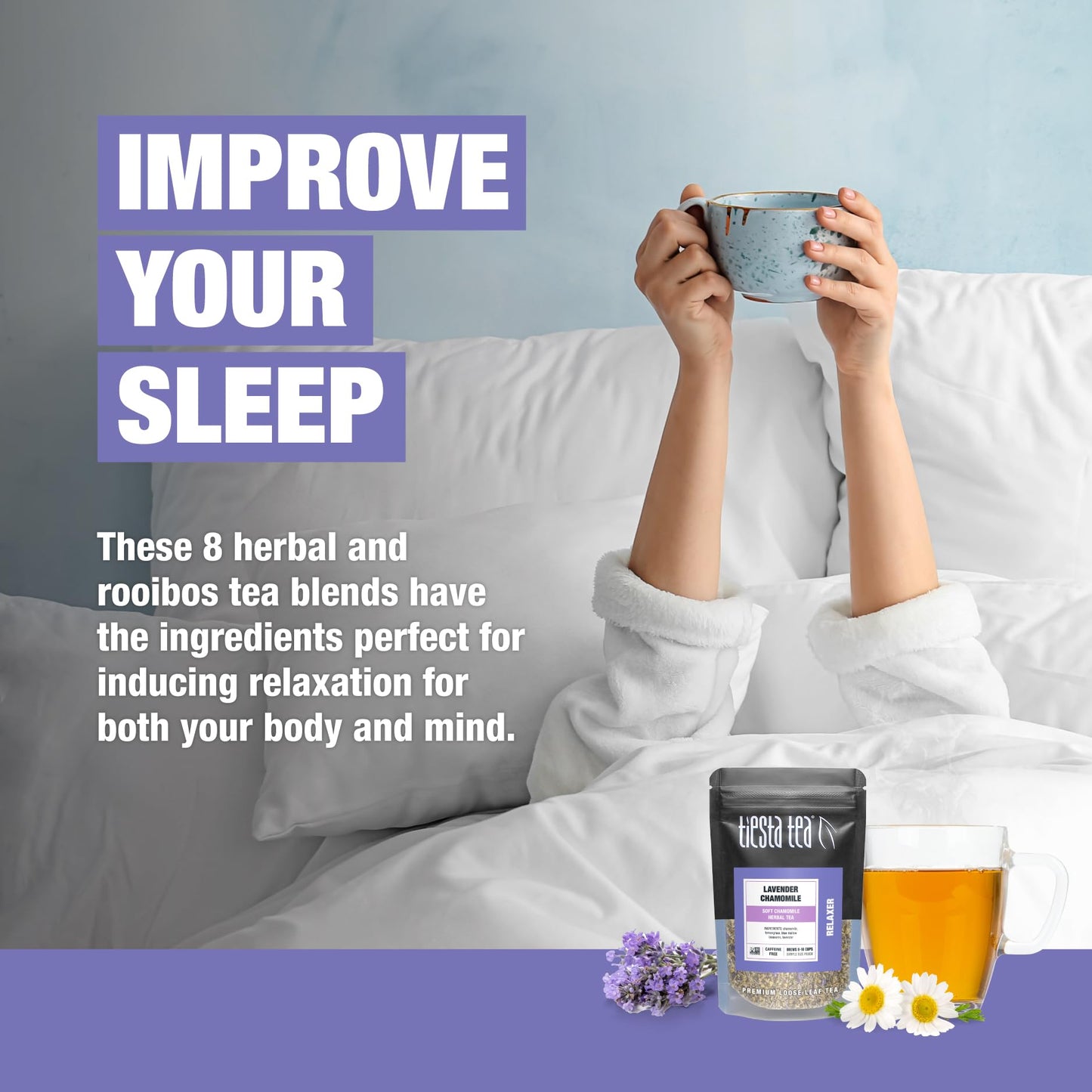 Tiesta Tea - 8 Herbal & Rooibos Tea Dry Flight Set, Premium Loose Leaf Variety Pack With Herbal & Chamomille Tea - 8 Resealable