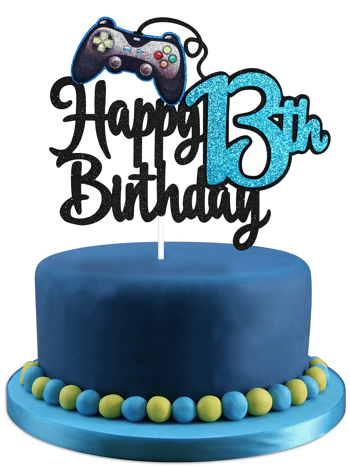 Video Game Happy 13Th Birthday Cake Topper - Video Game Boy'S 13Th Birthday Party Blue Cake Supplies - Game On Level Up Winner P