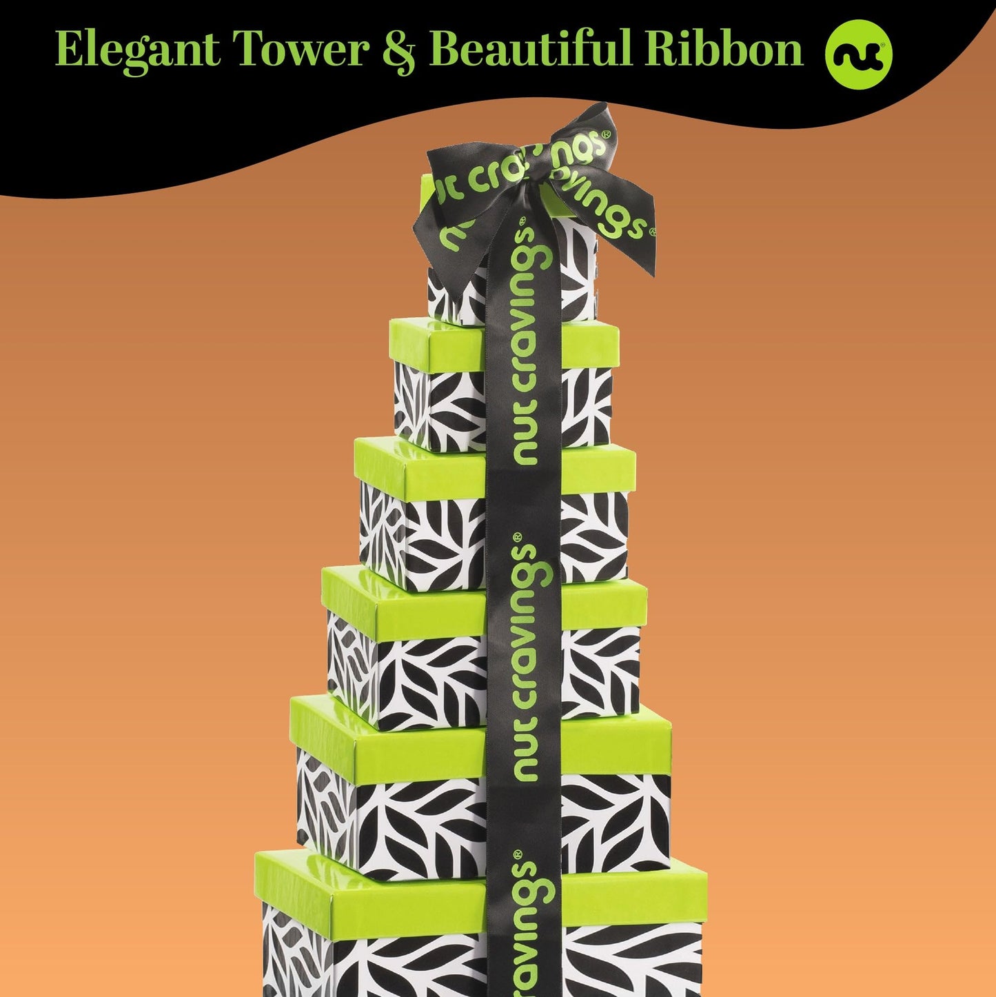 Nut Cravings Gourmet Collection - Rosh Hashana & Shana Tova Dried Fruit & Mixed Nuts Gift Basket Leaf Tower + Ribbon (12 Assortm