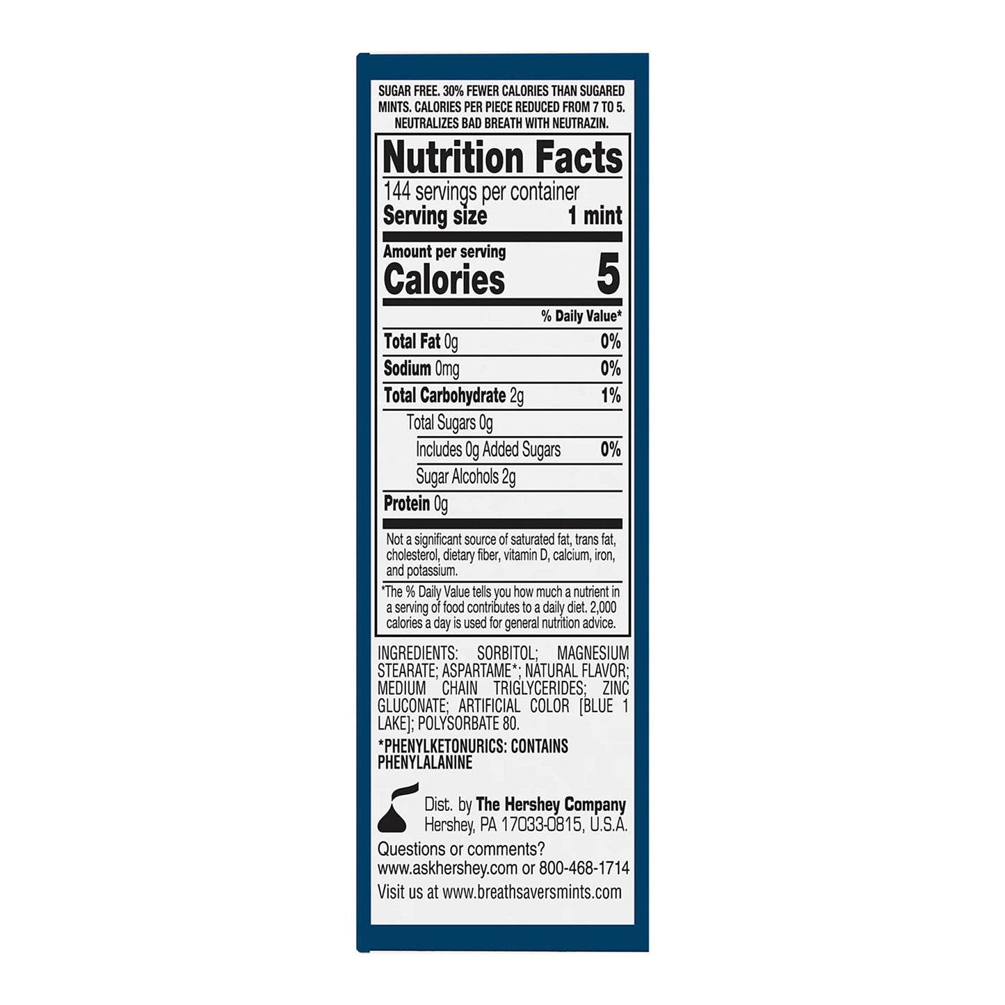 Breath Savers Peppermint Sugar Free Breath Mints Rolls, 0.75 Oz (24 Count)