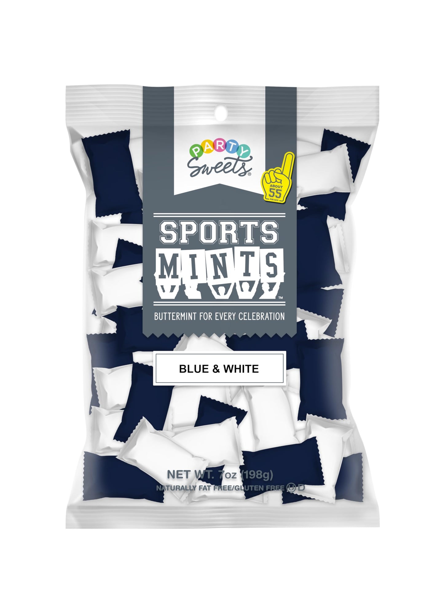 Party Sweets Sports Mints, Blue and White, 7-Ounce Bags, Pack of 6, Appx 300 Mints