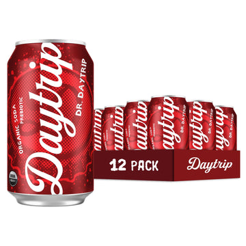 Daytrip Organic Sparkling Prebiotic Soda, Low Sugar Soda and Low Calorie Healthy Soda Alternative, Prebiotic Drink for Gut Healt