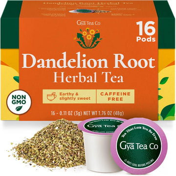 Gya Tea Co Dandelion Leaf and Root Herbal Tea Pod (16 ct) - Decaf Earthy Tea Rich Nutrients for Digestive Health & Nourish