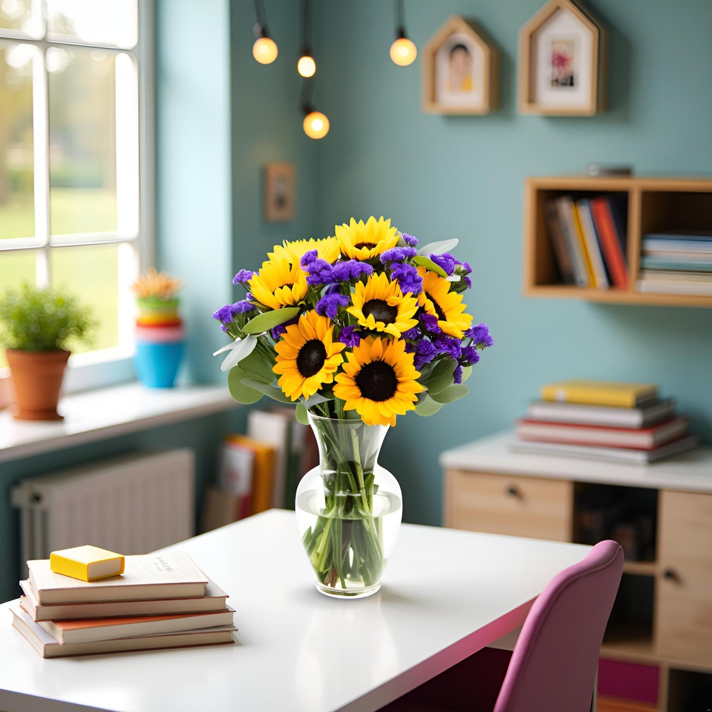 Stargazer Barn - Sunflower Fields Bouquet (Includes Glass Vase) - Fresh Flowers for Delivery - Gift for Anniversary, Birthday, C