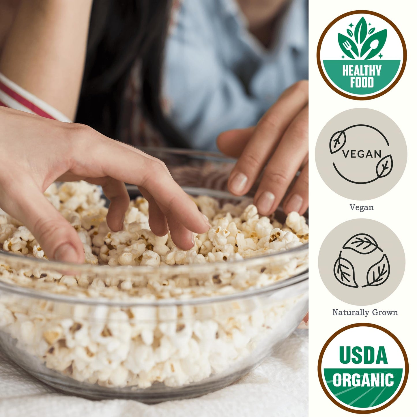 Be Still Farms Organic Hulless Popcorn Kernels - 2.8lb, Non-GMO, Vegan, USA Grown