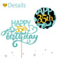 Sky Blue Glitter Happy 35Th Birthday Cake Topper, Thirty Five Years Old Birthday Party Cake Decor, Gold Number 35 Birthday Party