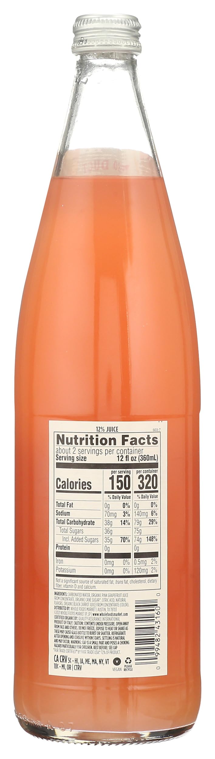 365 by Whole Foods Market, Organic Pink Grapefruit Italian Soda, 25.4 Fl Oz