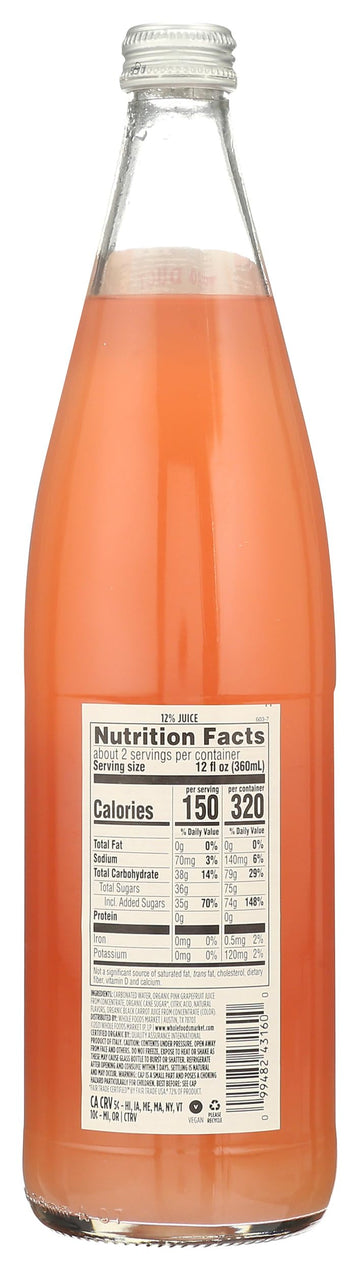 365 by Whole Foods Market, Organic Pink Grapefruit Italian Soda, 25.4 Fl Oz