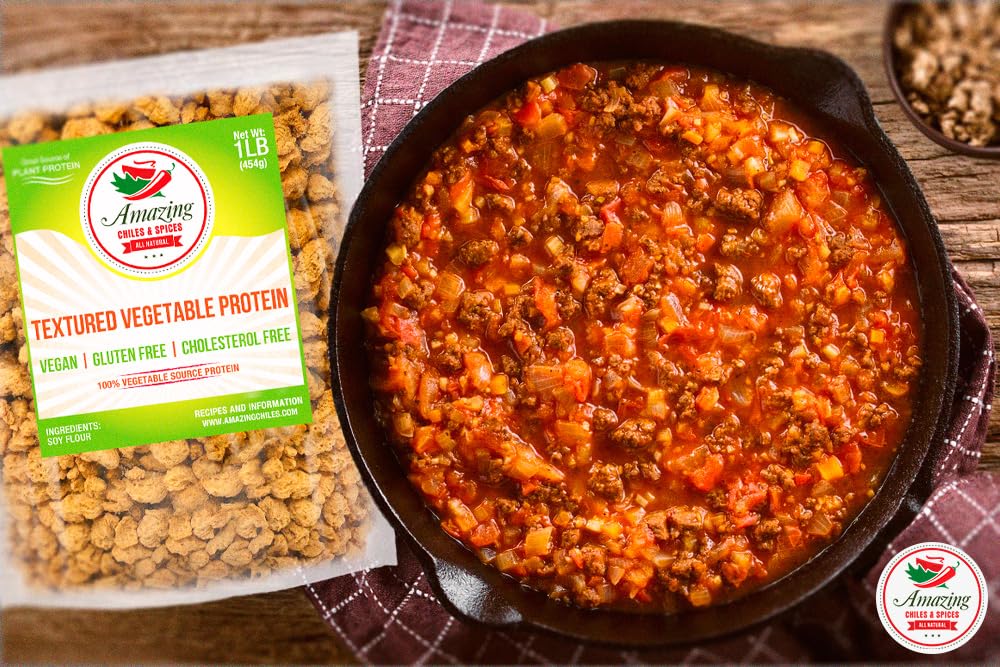 Textured Vegetable Protein (Tvp), 1 Lb. Bag, Natural Plant Based Vegan Protein Chunks, Non-Gmo And Gluten Free Crumbles, Cholest