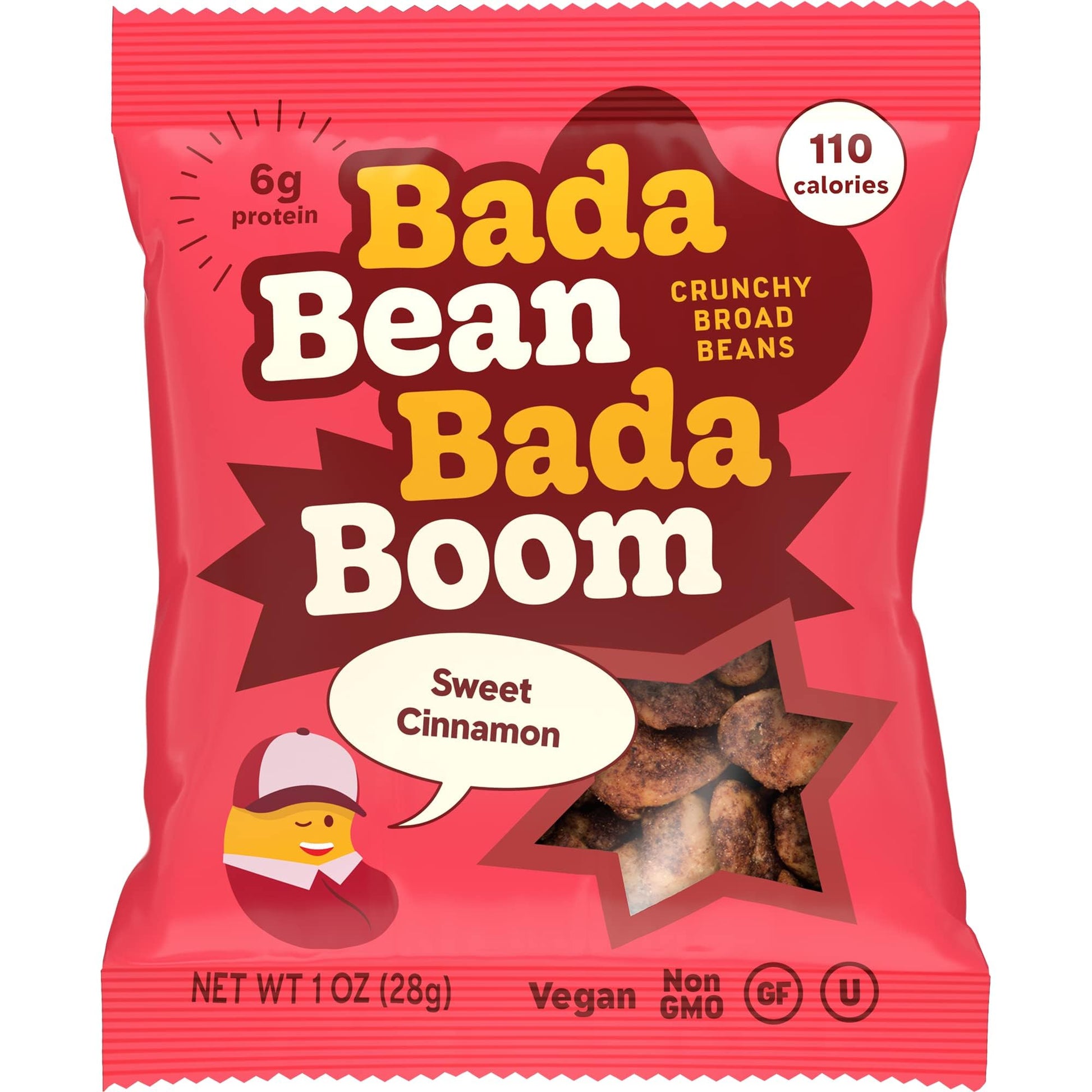 Enlightened Bada Bean Bada Boom - Plant-Based Protein, Gluten Free, Vegan, Crunchy Roasted Broad (Fava) Bean Snacks, 100 Calorie
