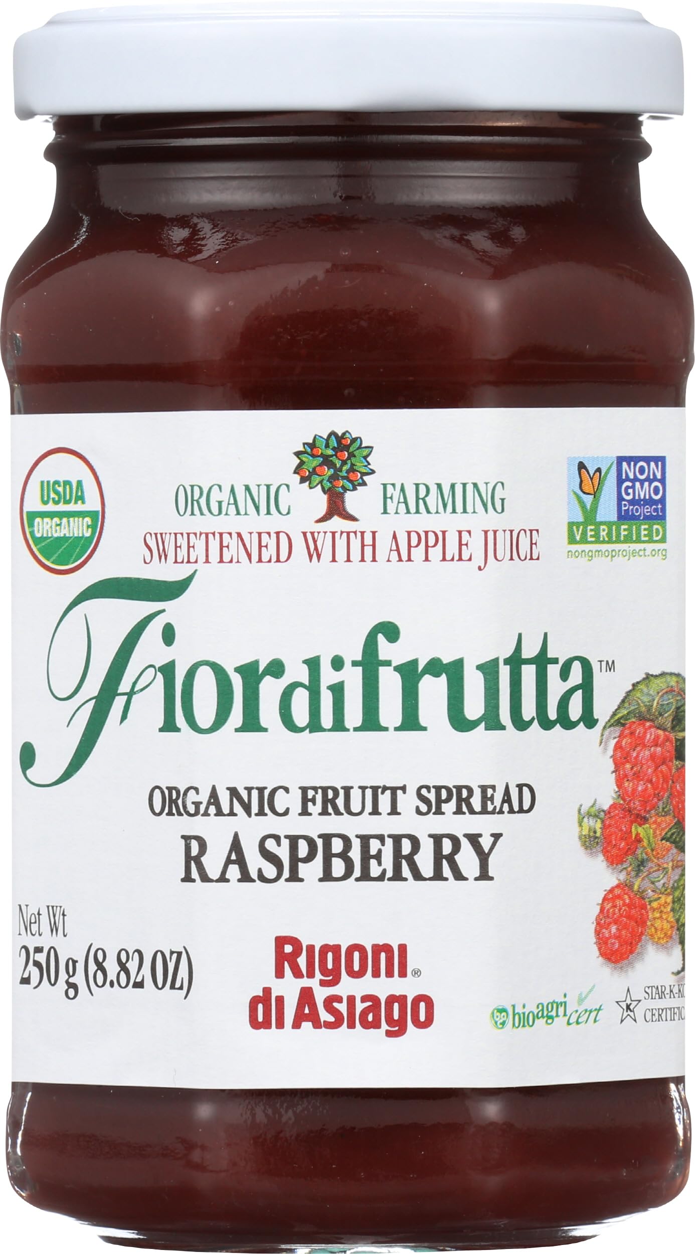 Rigoni Di Asiago, Fiordifrutta Organic Fruit Spread, Raspberry, 8.82 Ounce (Pack Of 1)