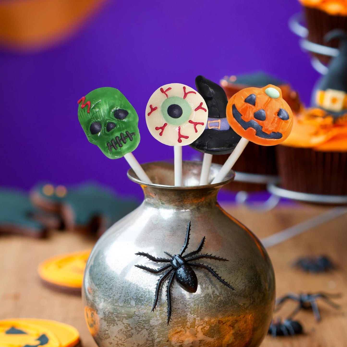 Halloween Lollipops 24 Count Individually Wrapped Dye-Free Suckers, Spooky Themed Shapes - Fun Halloween Candy For Trick-or-Trea