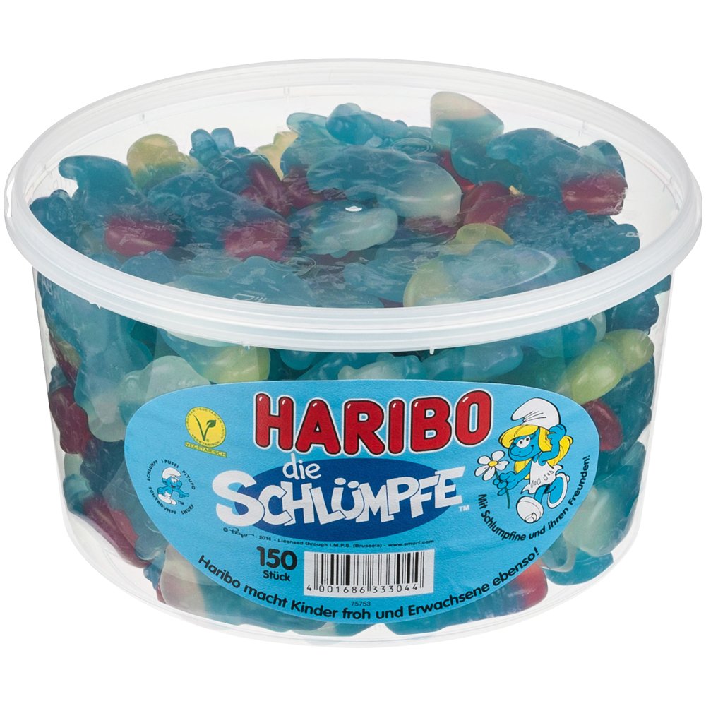 Haribo Die Schluempfe (Smurf Gummi Candy) Tub (150 Pcs)