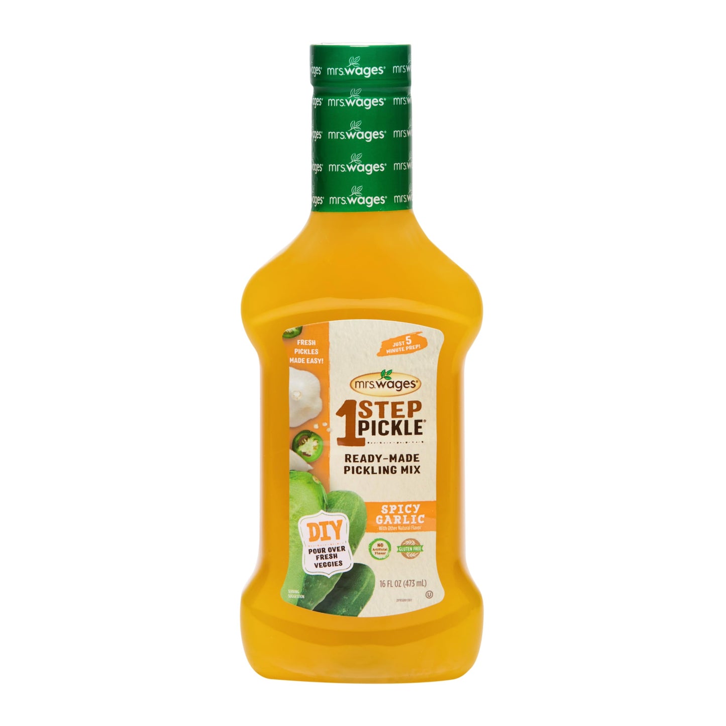 Mrs. Wages 1 Step Pickle Spicy Garlic Pickling Mix, DIY Fresh Pickles in 8 Hours, Gluten Free, Kosher, No Artificial Flavor, Eac