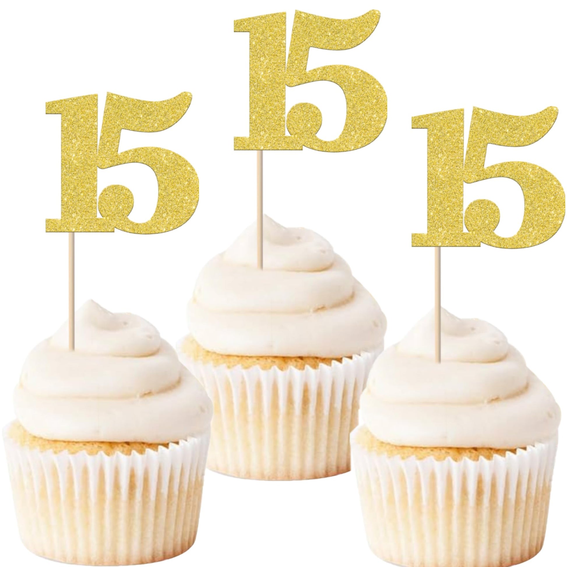 30 Pcs Number 15 Cupcake Toppers Glitter Cheers To 15 Years Old Birthday Cupcake Picks 15Th Birthday Wedding Anniversary Party C
