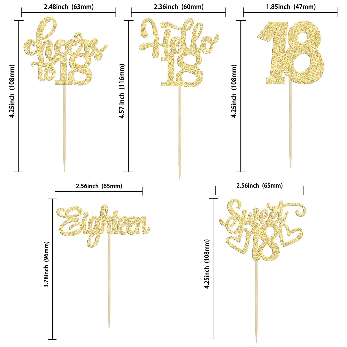 30Pcs18Th Birthday Cupcake Toppers Eighteen Happy 18Th Cupcake Picks Sweet 18 Cheers To 18 Cake Decorations For 18Th Birthday An