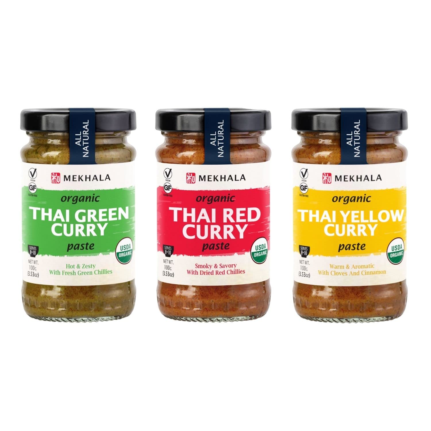 Mekhala Organic Gluten Free Curry Paste Value 3-Pack (3X3.5Oz) (Mixed)
