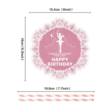Ercadio 1 Pack Ballerina Tutu Cake Toppers Round Pink Ballet Girl Happy Birthday Cake Toppers Ballerina Cake Picks For Ballerina