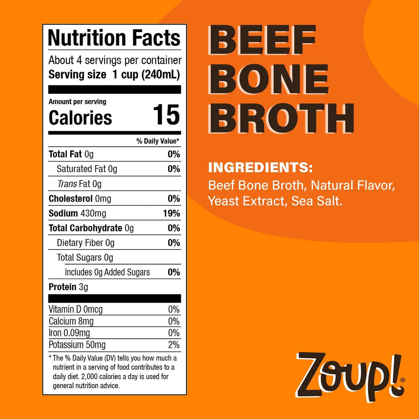 Beef Bone Broth By Zoup! Keto-Friendly, Gluten Free, Fat Free, Non-Gmo Clear Bone Broth - Great For Stock, Bouillon, Soup Base Or In Gravy - 6-Pack (32 Oz)