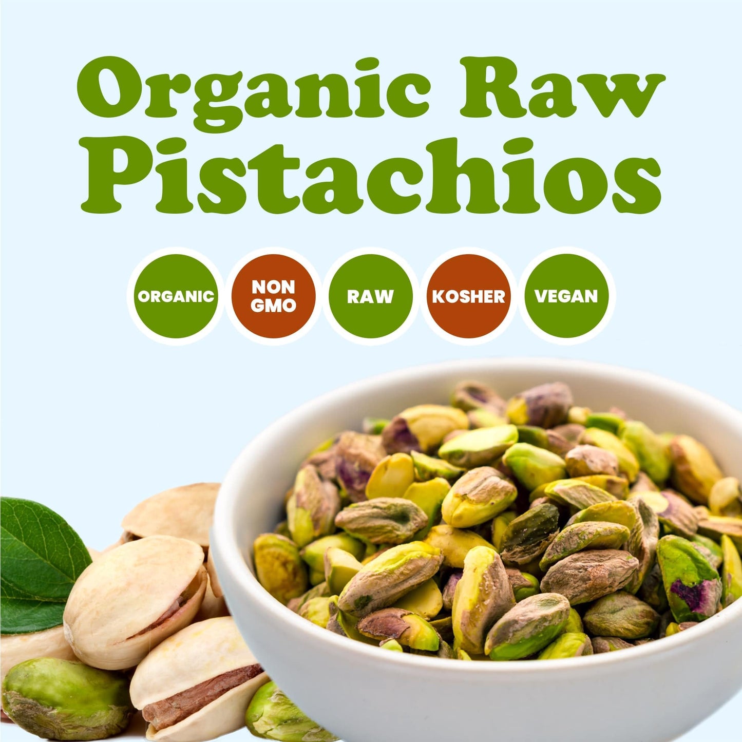 Food to Live - Organic Raw Pistachios, No Shell, 2 Pounds - Non-GMO Unsalted and Unroasted Kernels. Perfect for Snacking and Coo