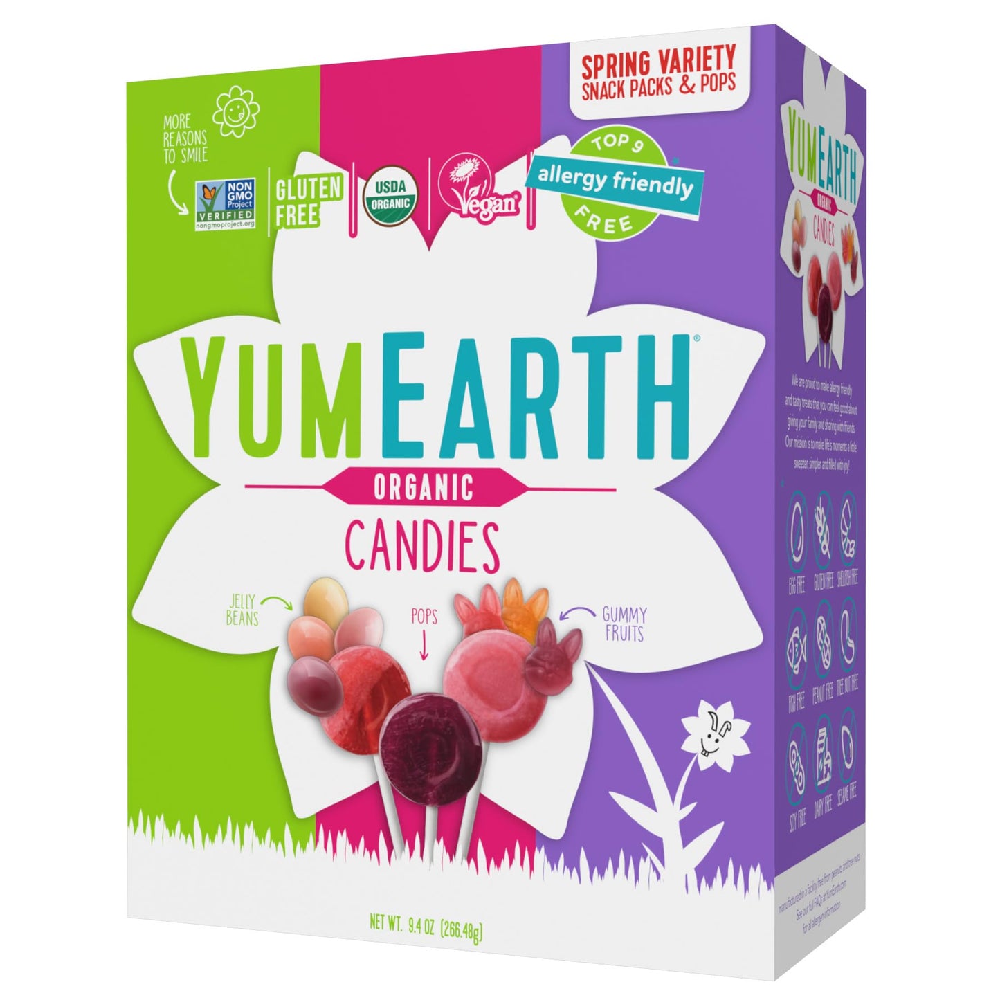 YumEarth Spring Candy Variety Box, 9.4 Ounce - Organic Gummy Fruits, Jelly Beans & Pops - Spring Fruit Flavors - Allergy Friendl