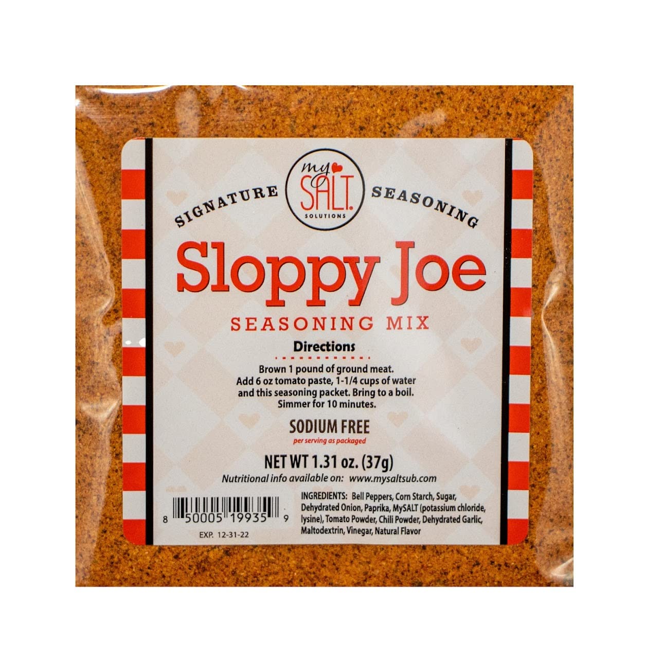 Mysalt Sloppy Joe Seasoning Mix, Sodium Free (3 Pack)