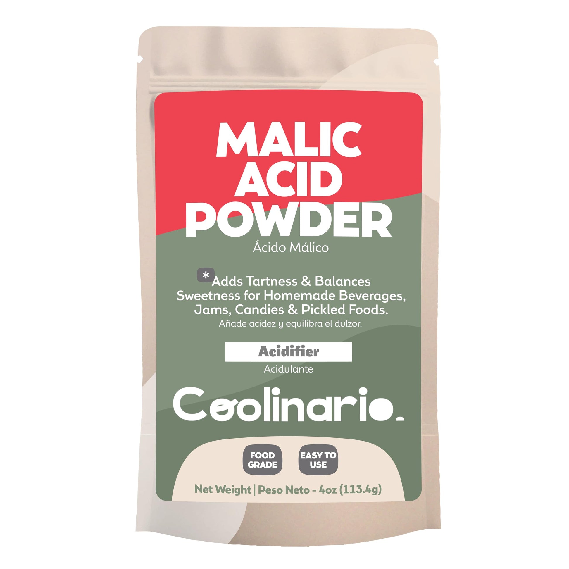 Coolinario Malic Acid Powder Food Grade Flavor Enhancer 4 Ounce