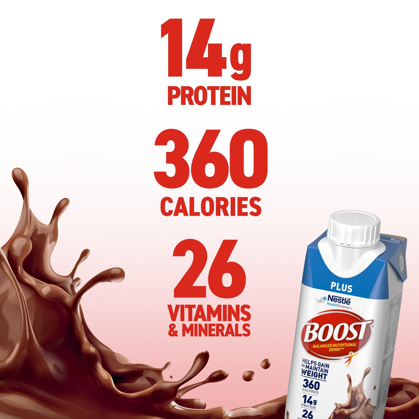 BOOST Plus Rich Chocolate Nutritional Drink, 8 Fl Oz, 6 Pack