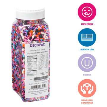 Decopac Monster Mash Deluxe Fusion Mix, 26Oz, Fancy Candy Sprinkles In Handheld Container, Edible Sprinkles For Celebration Cake