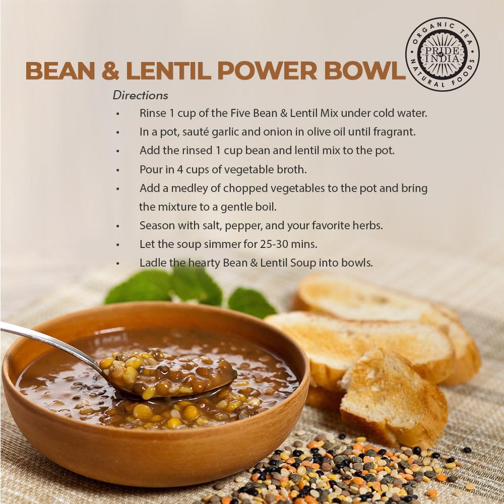 Pride Of India - Pack Of 6 - Indian Bean & Lentil Superfood 5 Delicious Panchratna Dal Mix, 3 Lbs Jar