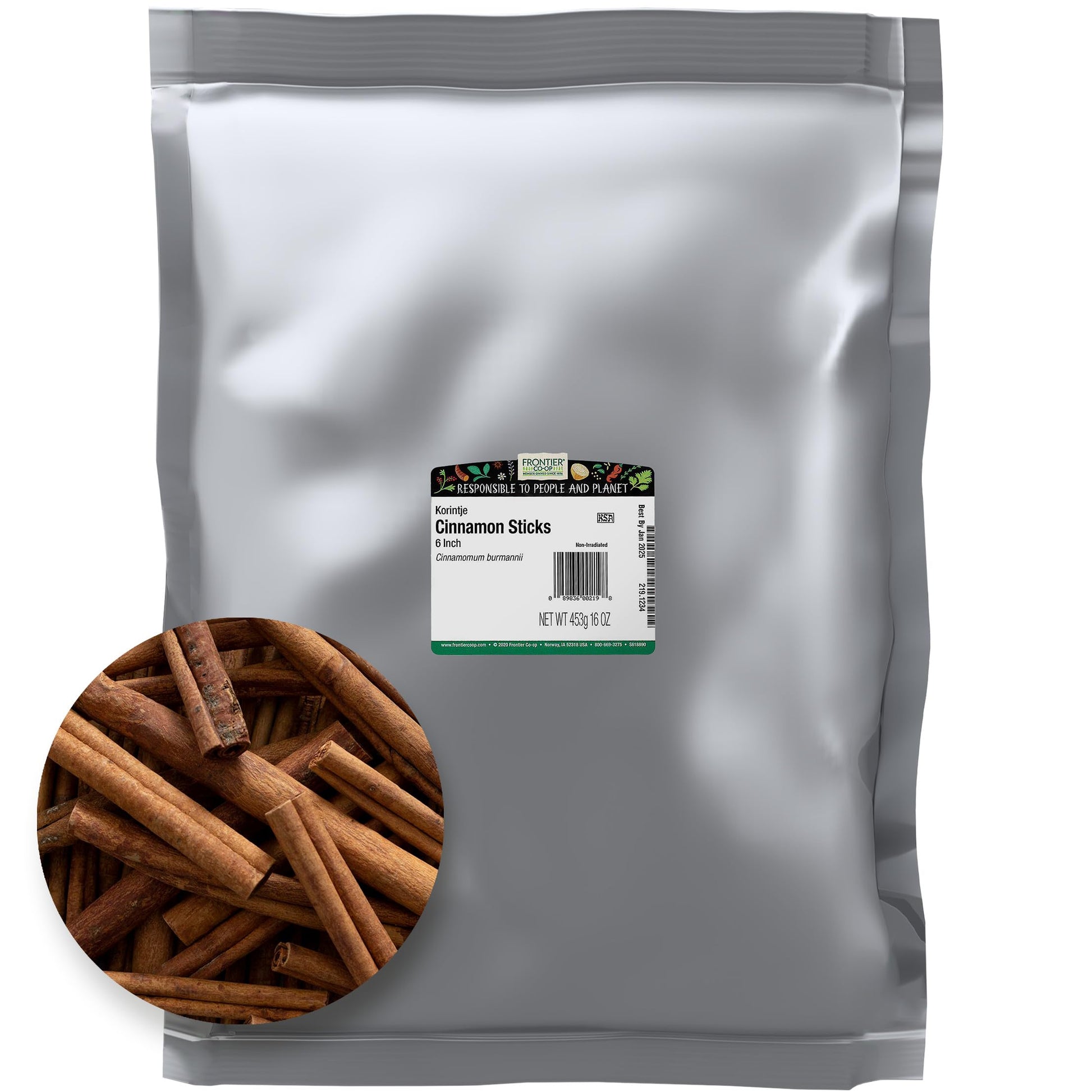 Frontier Co-op Korintje Cinnamon Sticks, Whole Indonesian Bark, 1 lb, 6 Long, Perfect for Tea and Seasoning