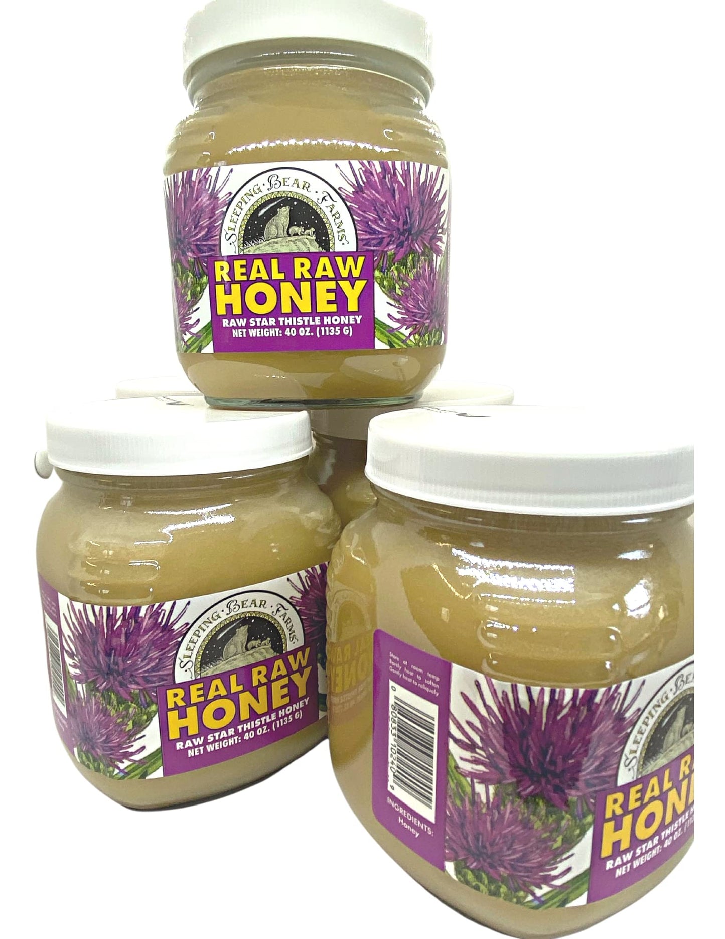 Sleeping Bear Farms 2.5 pound (40oz) REAL Raw Honey Harvested by our Beekeepers, From Our Hives Packed in Glass