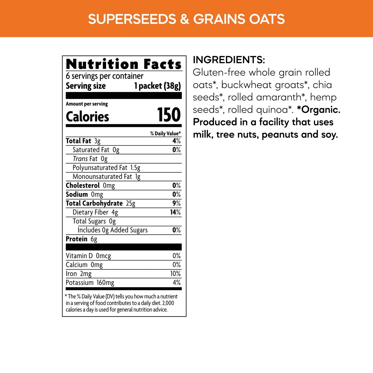Nature s Path Organic Qi a Superseeds & Grains Instant Oatmeal, 8 oz (Pack of 6), Gluten Free, Non-GMO