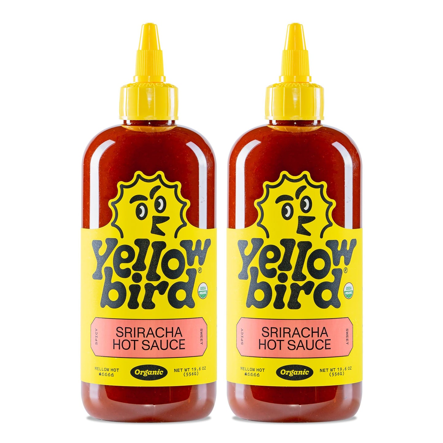 Yellowbird Organic Sriracha Sauce - Vegan, Gluten-Free Organic Hot Sauce Sweetened with Dates - Tabletop Size - Plant-Based Garl