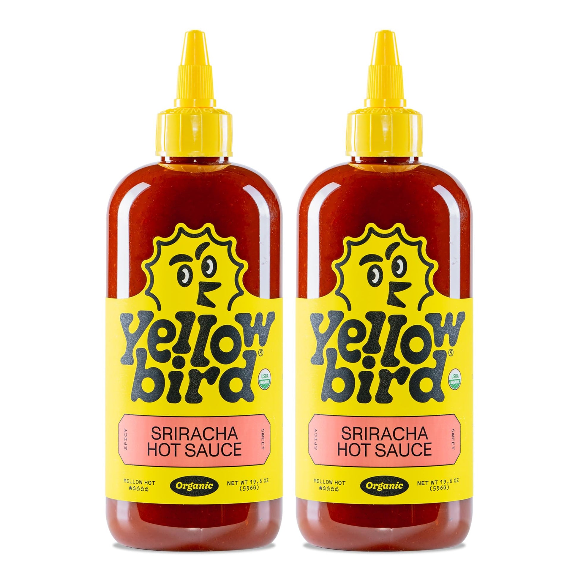 Yellowbird Organic Sriracha Sauce - Vegan, Gluten-Free Organic Hot Sauce Sweetened with Dates - Tabletop Size - Plant-Based Garl
