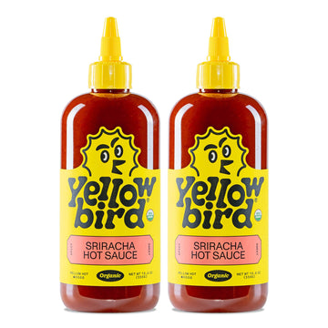 Yellowbird Organic Sriracha Sauce - Vegan, Gluten-Free Organic Hot Sauce Sweetened with Dates - Tabletop Size - Plant-Based Garl