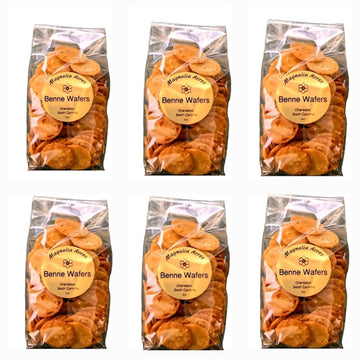 Benne Wafers 6 - Pack Charlestons Traditional Sesame Cookie Snack by Magnolia Acres, Handcrafted Southern Treat, 5 oz Bag Each (