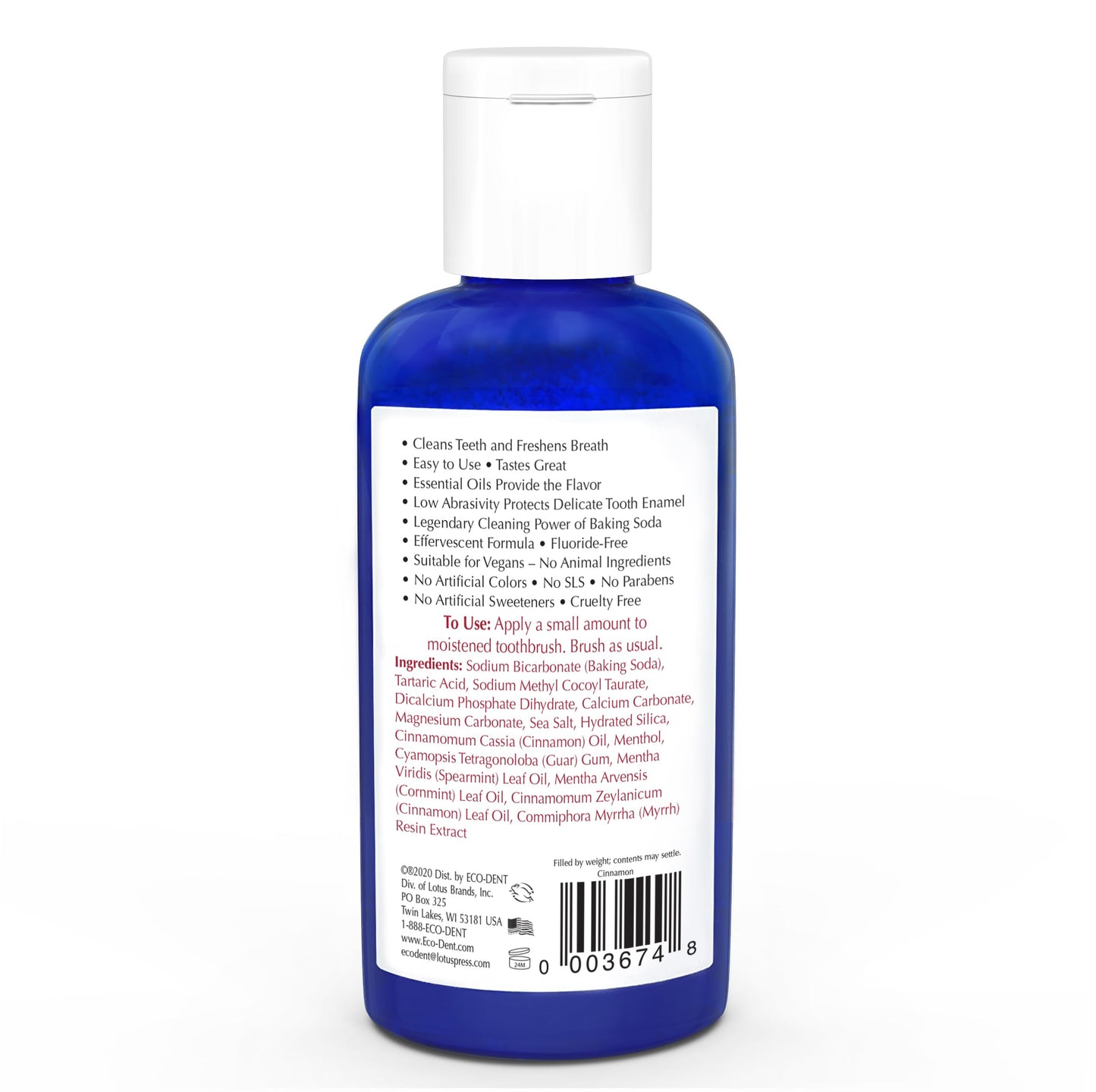 Eco-Dent Dailycare Baking Soda Toothpowder, Cinnamon - Fluoride-Free Toothpaste Powder, Sls-Free Tooth Powder With Baking Soda, Minerals, And Essential Oils, Toothpaste Alternative, 2 Oz