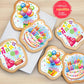 Happy Birthday Cookies Decorated Gift Basket Large 6 Pack | Individually Wrapped Sugar Cookie Jumbo With Icing Cake Party | Nut-Free Kosher