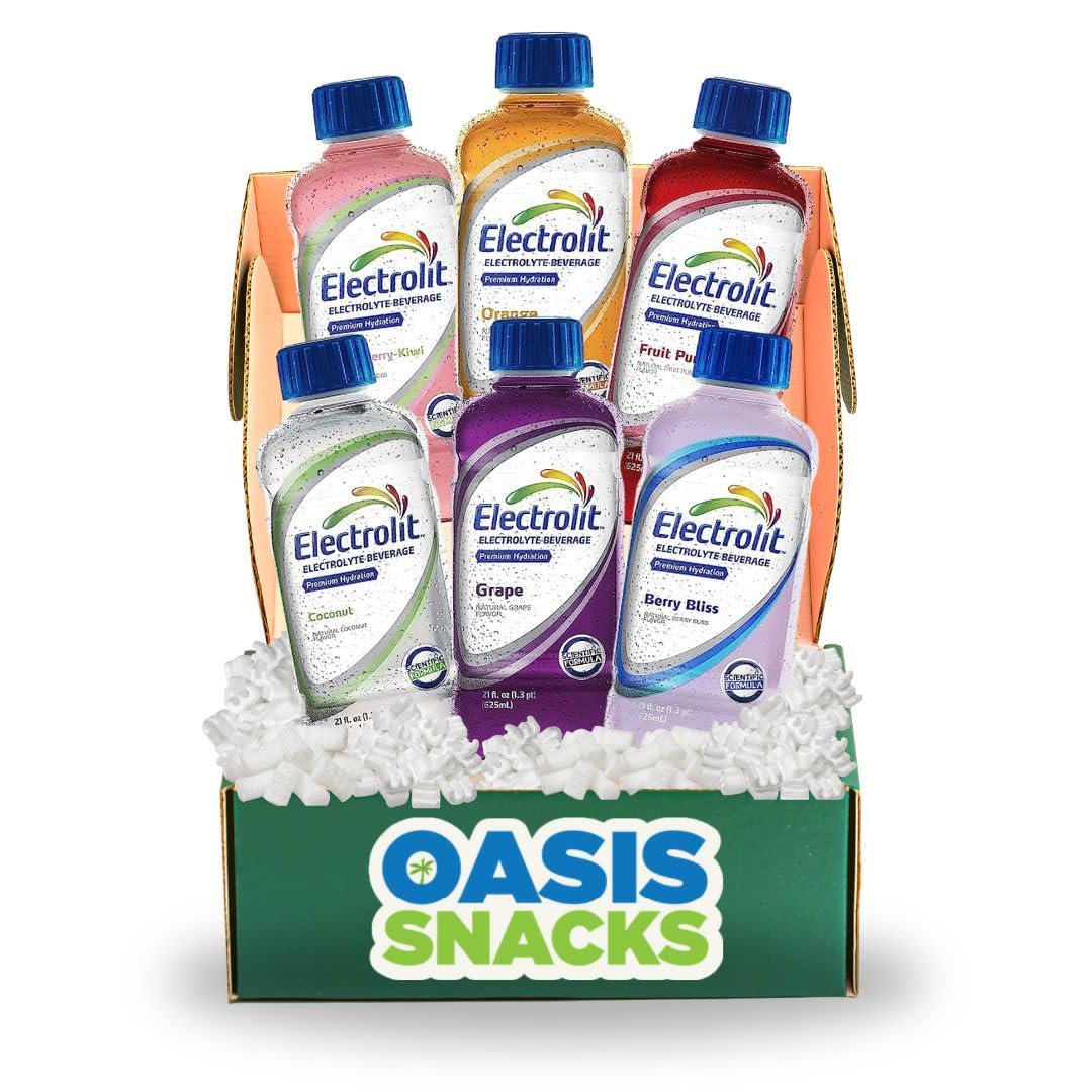 Oasis Snacks Electrolit Premium Hydration Electrolyte Beverage, Multi Flavor Variety, 21 Fl Oz (6 Flavor Variety, Pack Of 6)