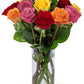 Benchmark Bouquets  12 Stem Rainbow Roses  Glass Vase Included  Gift Fresh Flowers for Birthday  Anniversary  Get Well  Sympathy  Congratulations  Thank You  Just Because