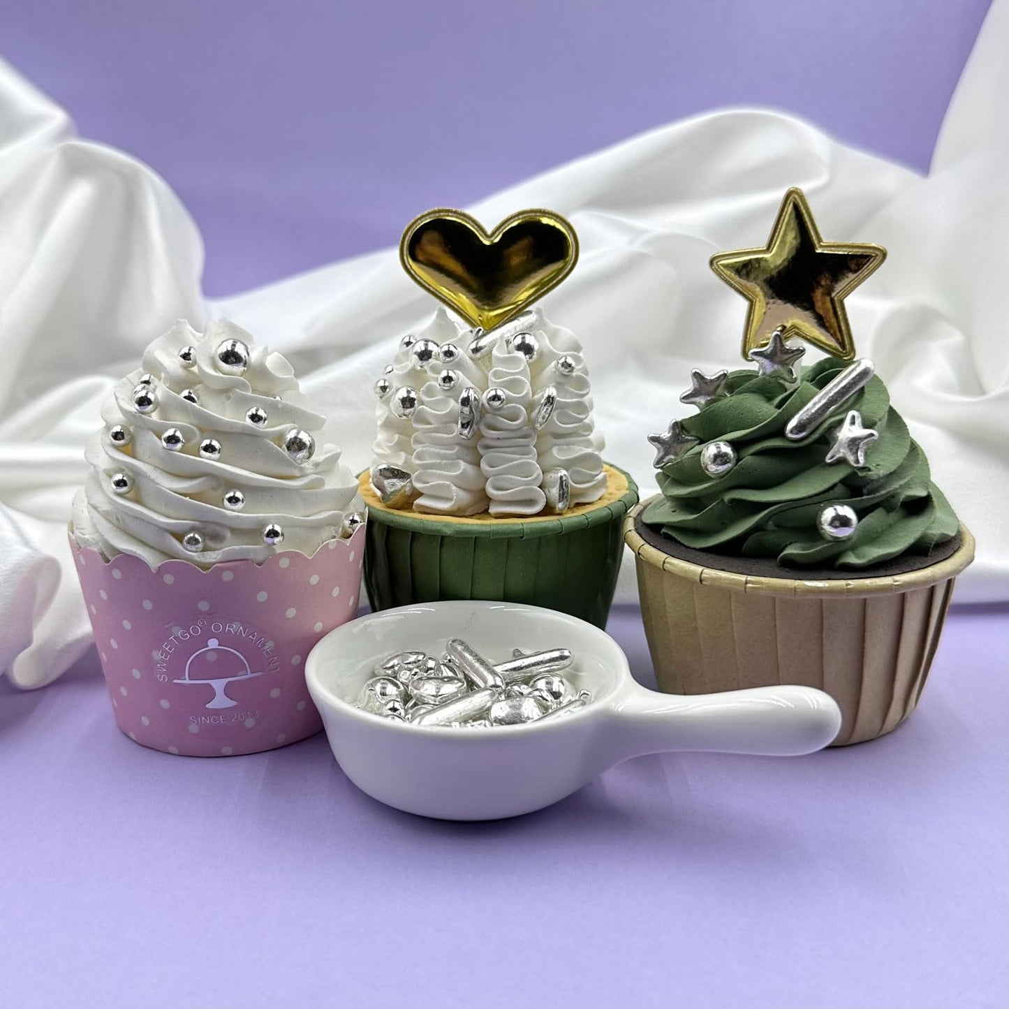 Silver Sprinkles With 4-Claw Pick Up Tool,Pearl Sugar Mix Size 6.5Oz Contains Metallic Rod & Star Sprinkles For Cake Decorations