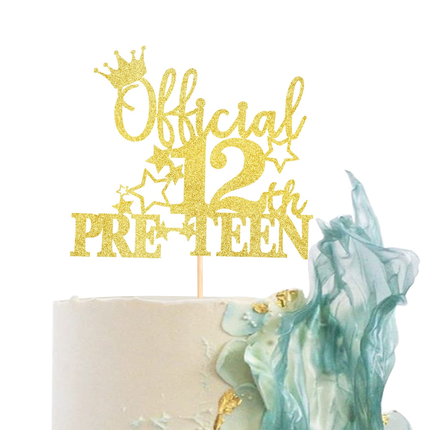 YCTHUNFISH 12th Birthday Cake Topper Glitter Paper Decoration Small 12th-Gold