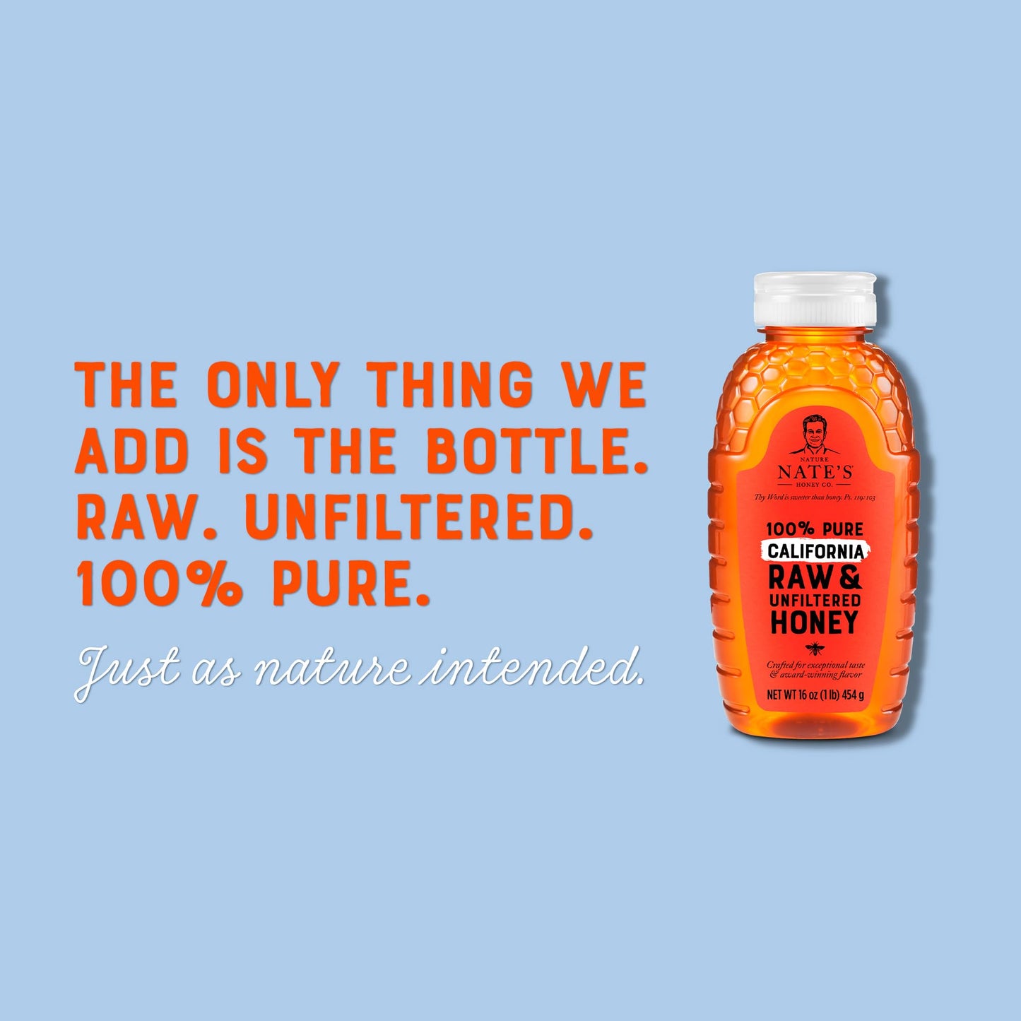 Nate s California 100% Pure, Raw & Unfiltered Honey - 32 oz. Squeeze Bottle - All-natural Sweetener (Pack of 2)