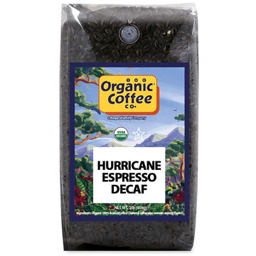 The Organic Coffee Co. Whole Bean Coffee - Decaf Hurricane Espresso Roast (2Lb Bag), Medium Dark Roast, Swiss Water Processed, U