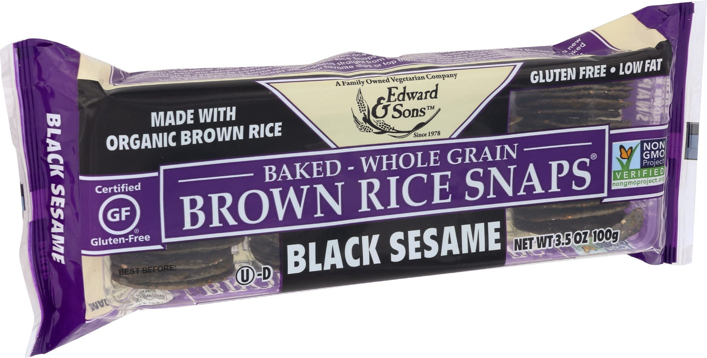 Edward & Sons, Brown Rice Snaps, Black Sesame Flavor, Organic, 3.5 oz