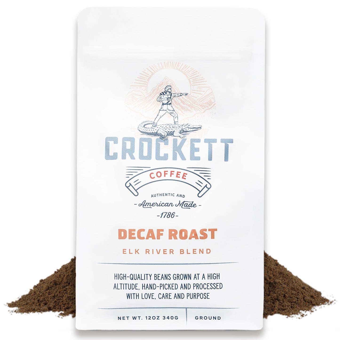 Crockett Decaf Ground Coffee – Bold Flavor, Smooth Body – 12 Ounce Pack