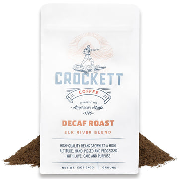 Crockett Decaf Ground Coffee – Bold Flavor, Smooth Body – 12 Ounce Pack