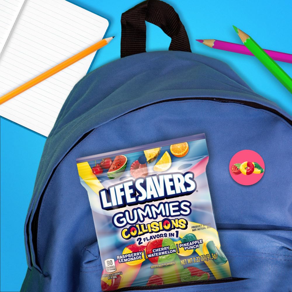 Life Savers Collisions Gummy Candy, 3.22 Oz Bag (Pack Of 12)